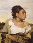 Eugene Delacroix Foraldralos girl pa kyrkogarden oil